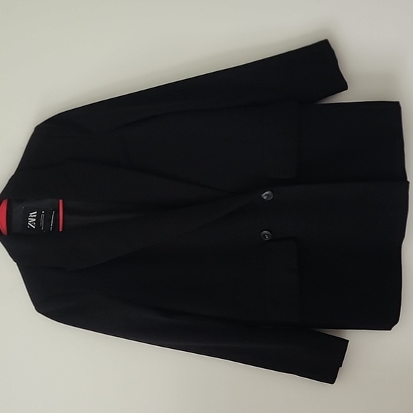 Zara Black Mid Lenght Lapel Collar Basic Blazer Jacket Size Small - Picture 5 of 16